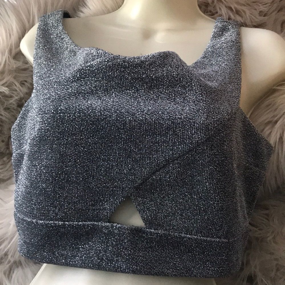 Express Bra Crop too fancy glitter top shirt M